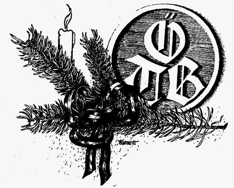 Weihnachtsfeier Tannenzweig mit Kerze und dem ÖTB Logo im Hintergrund